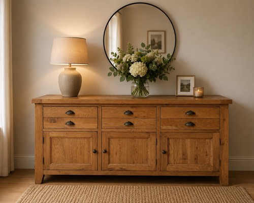 Solid oak sideboard restored - sideboard,