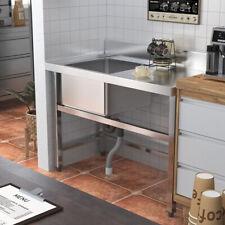 Commercial Sink Stainless Steel Kitchen Wash Table Catering Worktop Drainer Unit