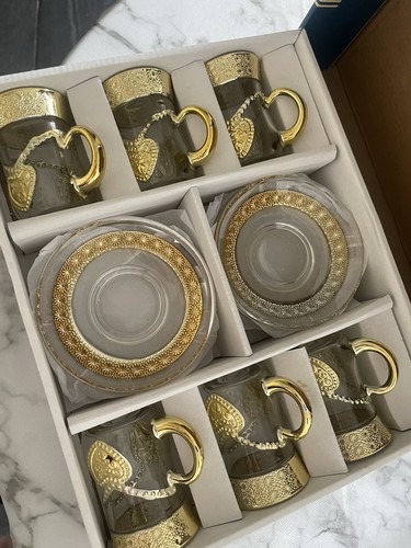Turkish tea saucer set gold - 6,