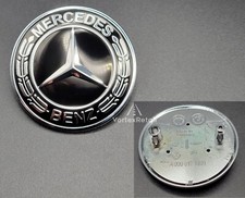 Mercedes-Benz Black & SIlver Wreath Flat Bonnet Badge Emblem NEW UK