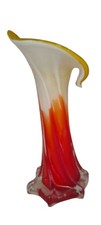 Lily Vase Art Glass Murano Style Yellow Red 18cm – Retro Christmas Gift Decor