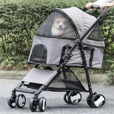 Cat Dog Foldable Travel Carrier Pushchair Pram 4 Wheels and Rain Cover