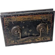Antique Tin Metal Cash Box