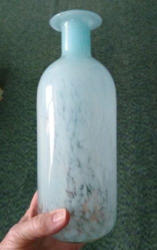 Blue splatter art glass bottle - blue,