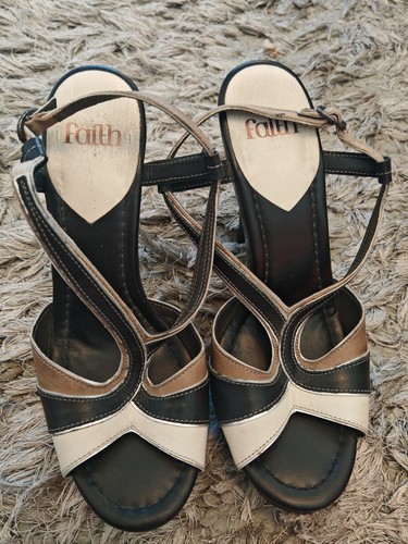 Faith black tan cream leather