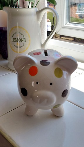 White ceramic piggy - white, bank
