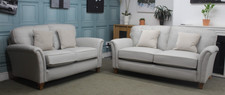 PARKER KNOLL DEVONSHIRE GRAND + 2 SEATER SOFAS IN COMO DOVE LEATHER. RRP £4643.