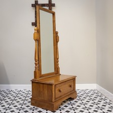 Willis and Gambier Cheval Mirror with Lower Drawer in a Walnut Finish