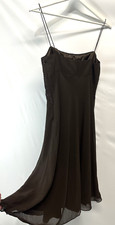 Liz Claiborne Fit & Flare Vtg Dress Chiffon Brown Lined "Dirty Dancing" Dress 2