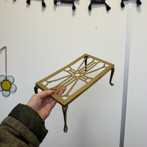 Antique large brass trivet - antique,