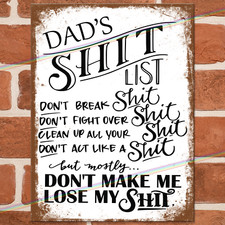 DADS LIST Funny Metal Signs