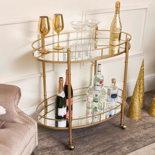 Gold mirrored oval drinks - mirrored,