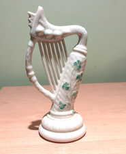 Belleek Fine Parian China  Shamrock Harp Ornament 7th Mark  16cm