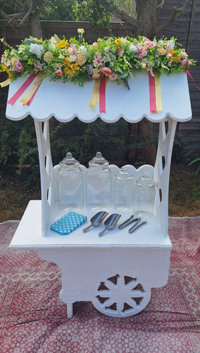 White wooden candy - wooden, cart