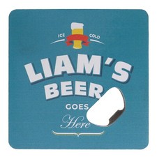 Personalised 3 in 1 Bottle Opener Beer Coaster Fridge Magnet For Him Bar Gift