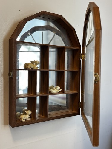 Vintage oak wooden curio - vintage,