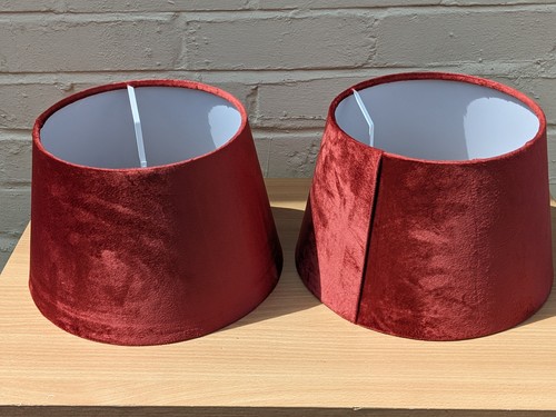 Velvet drum lampshades pair