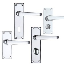 Door Handles Victorian Straight Latch Lock Bathroom Privacy Door Handles Sets