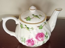 Vintage Golden Crown Small Teapot For One.Rose Ivy, Fine Bone China, England.