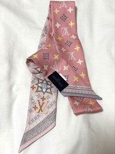 Louis Vuitton Logo Scarf Pink Used Classic Accessory