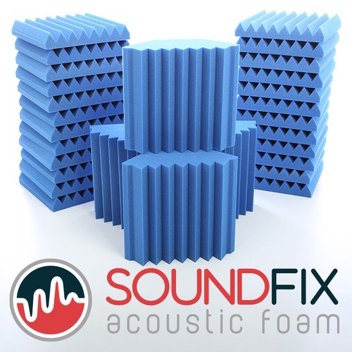 Blue acoustic foam tiles - foam, &