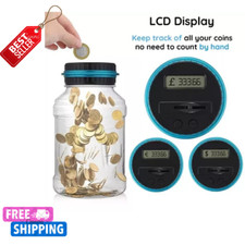 Electronic Digital LCD Coin Counter Counting Jar Money Saving Piggy Bank 1.8L