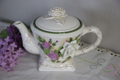 Vintage capodimonte teapot - vintage,