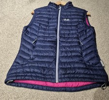 RAB Womens Microlight Puffer Vest Gilet Pertex Navy/Pink Size Uk 12