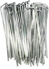 50 PACK GALVANISED U PINS GROUND GARDEN MEMBRANE FABRIC HOOKS PEGS STAPLES UK