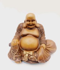 Wooden effect Laughing Buddha