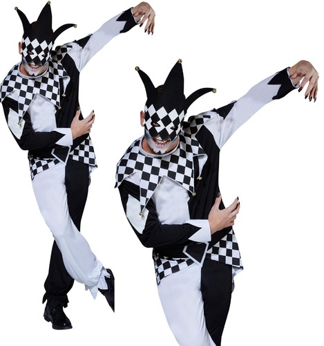 Masked jester mens costume - masked,