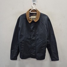 Barbour Milton Wax Waterproof Navy Country Farm Rain Jacket Coat Size Large