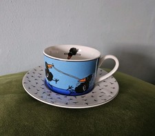 Konitz Crow Demitasse Espresso Tea Cup & Saucer Mclaggan Smith Blue Halloween?