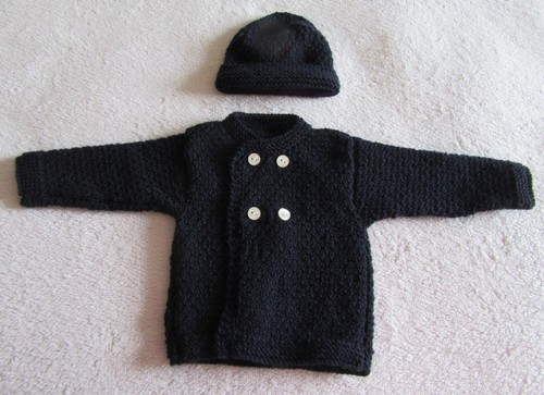 Hand knitted cardigan - , hat