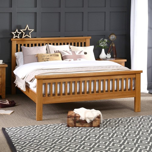 Oak double bed 4ft - oak,