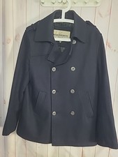 John Rocha Men’s Double Breasted Wool Winter Pea Coat M Navy