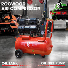Air Compressor RocwooD Electric 24L Litre 1HP 750w Silent Oil Free 8bar 116psi