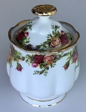 Vintage Royal Albert Old Country Roses Jam Pot - 11.5cm Tall
