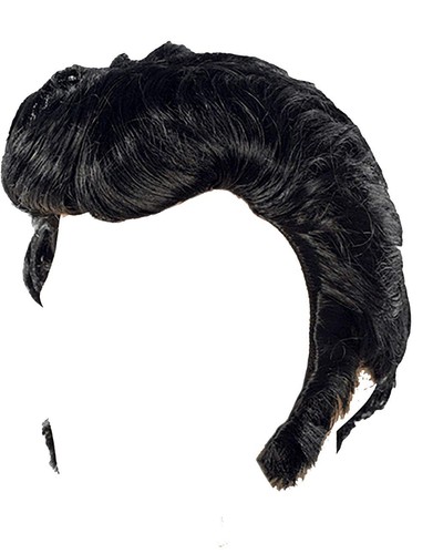 Black elvis wig with sideburns - black,