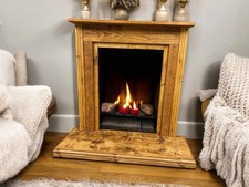 Handmade Rustic Solid Bespoke Fire Surround with Hearth / Floor Base