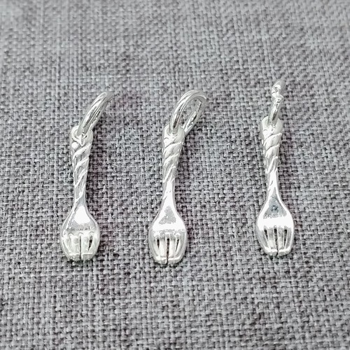 Sterling silver tiny fork - tiny,