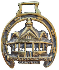 Vintage Brass Horse Saddle Harness Medallion Ornament ''Dunster Yarn Market''