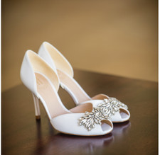 LK Bennett wedding shoes Dahlia peep-toe sandal with a “necklace” of crystals