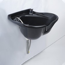 Hair Salon Portable Shampoo Bowl Basin Wall Mounted Backwash Sink Set ABS Black