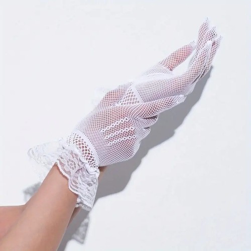 White black fishnet lace - white,