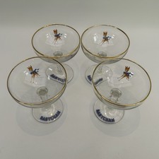Vintage Babycham Glasses X 4 Brown Fawn Hexagonal Stem Retro Home Bar