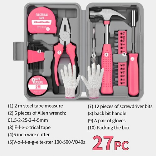 27pc pink hand tool set - 27pc,