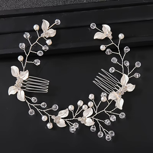 Bridal silver hair vine with - silver,