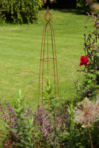 Rusty metal obelisk plant - obelisk,