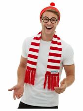 SALE Where's Wally? Kit Hat, Knitted Scarf & Glasses Adult Mens Book Day Costume